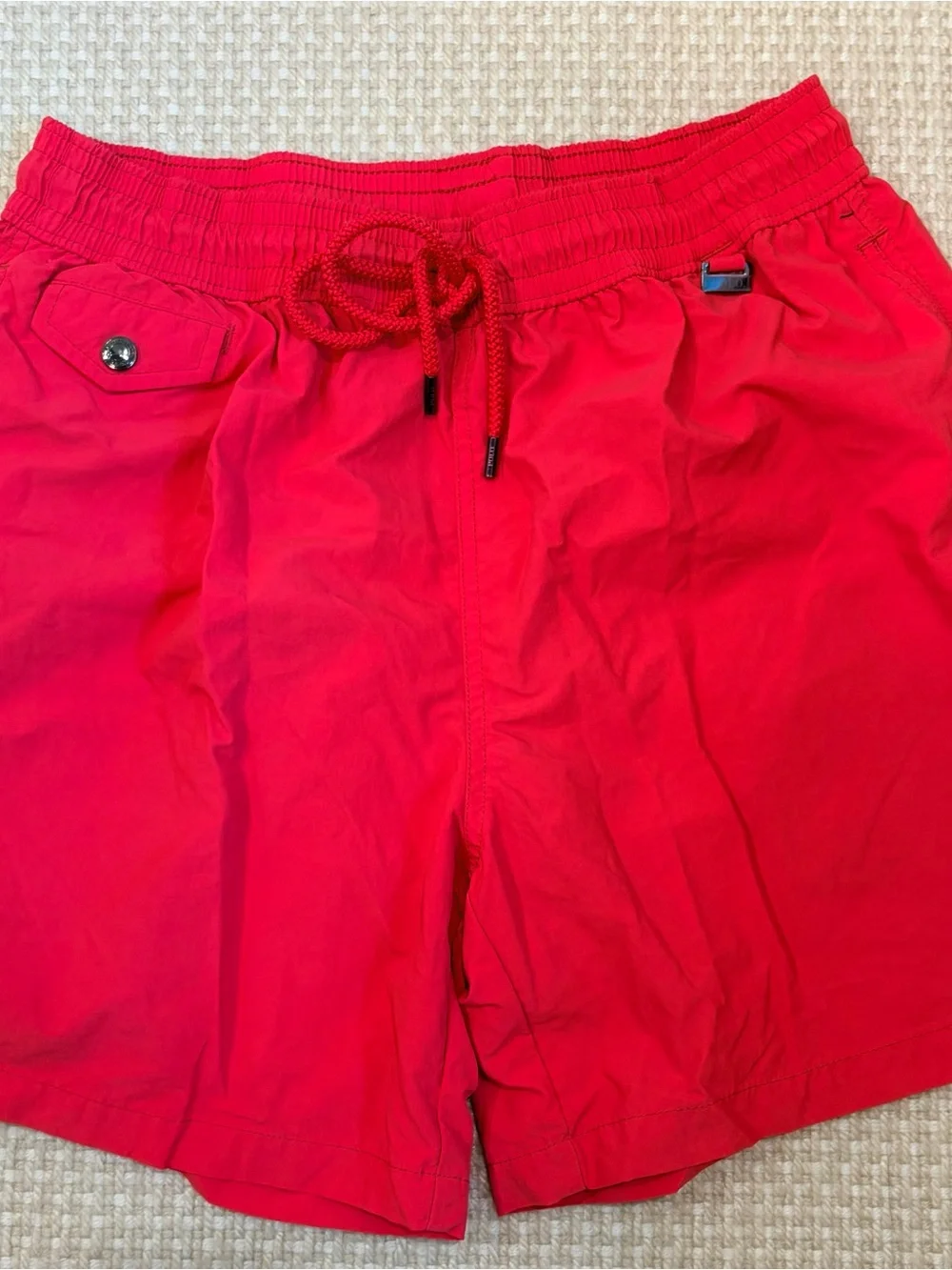 Polo by Ralph Lauren Red Men's 5 3/4 Length Swim Trunks with Drawstring